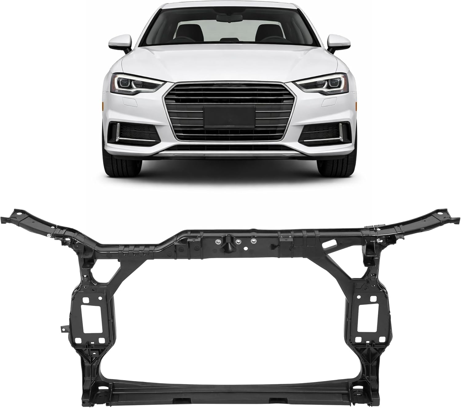ALMULOO Radiator Support Compatible with 2008-2017 Audi A4 Allroad Quattro A5 Quattro S4 S5 Radiator Support Core Assembly Replacement for 8K0805594L AU1225124 Steel Electrophoresis