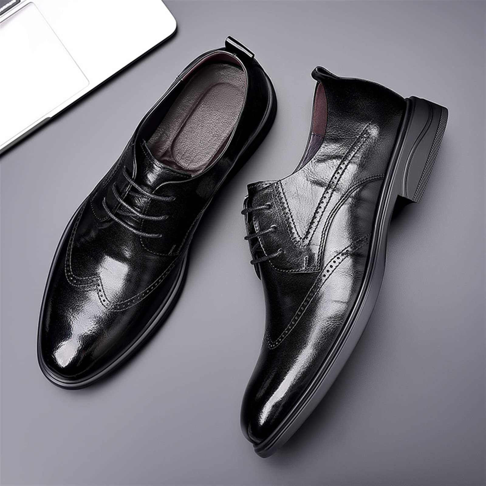 CARZE Skórzane buty męskie Brogue England biznesowe męskie buty codzienne czarne buty nowe skórzane buty męskie buty męskie(39)