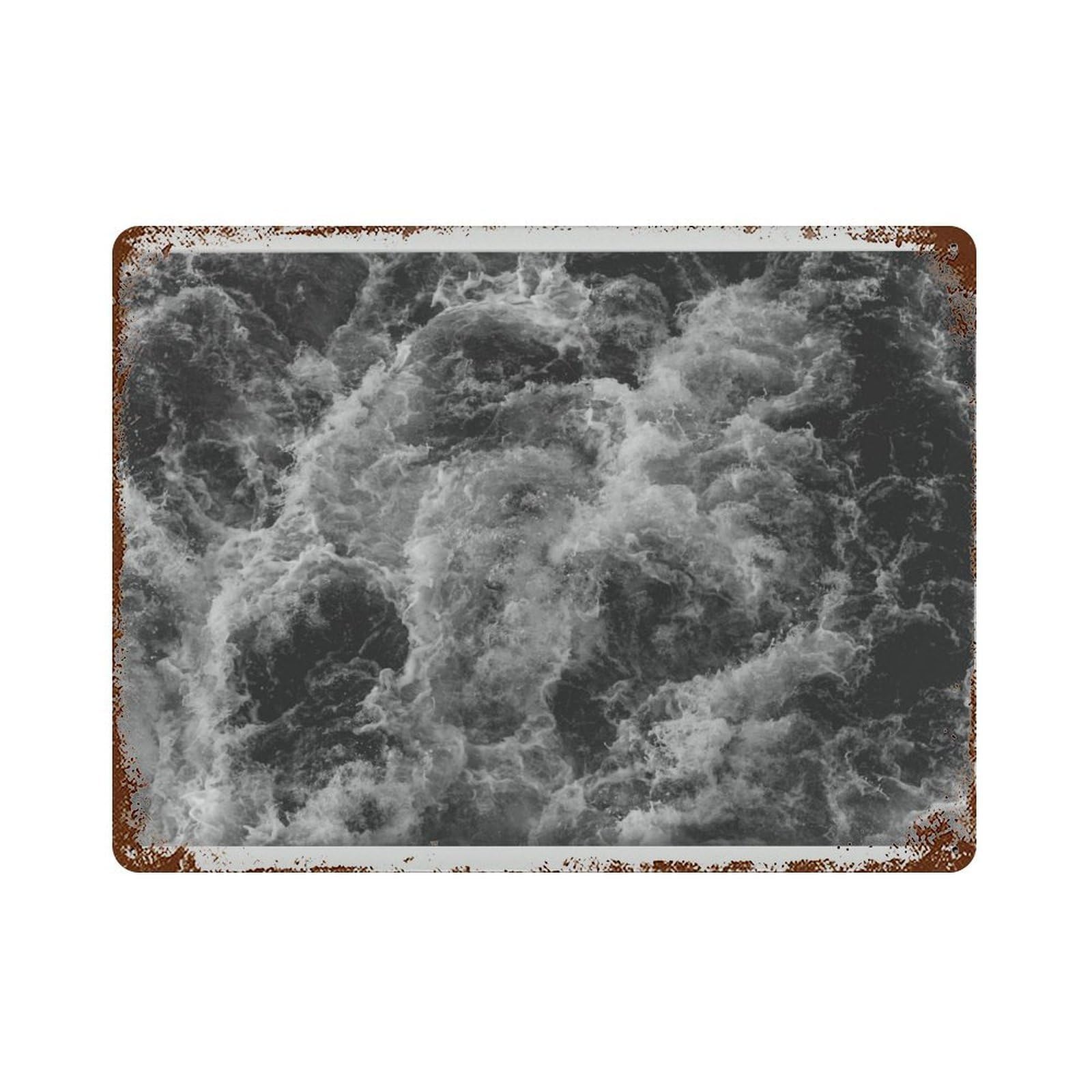 xiaoxiaoshen Black And White Ocean Waves Aerial Minimalist Coastal Art Wall Decor Art Metal Tin Poster Modern Home Decor Art Home Bar Shop Decorations Vintage Sign 30x40cm