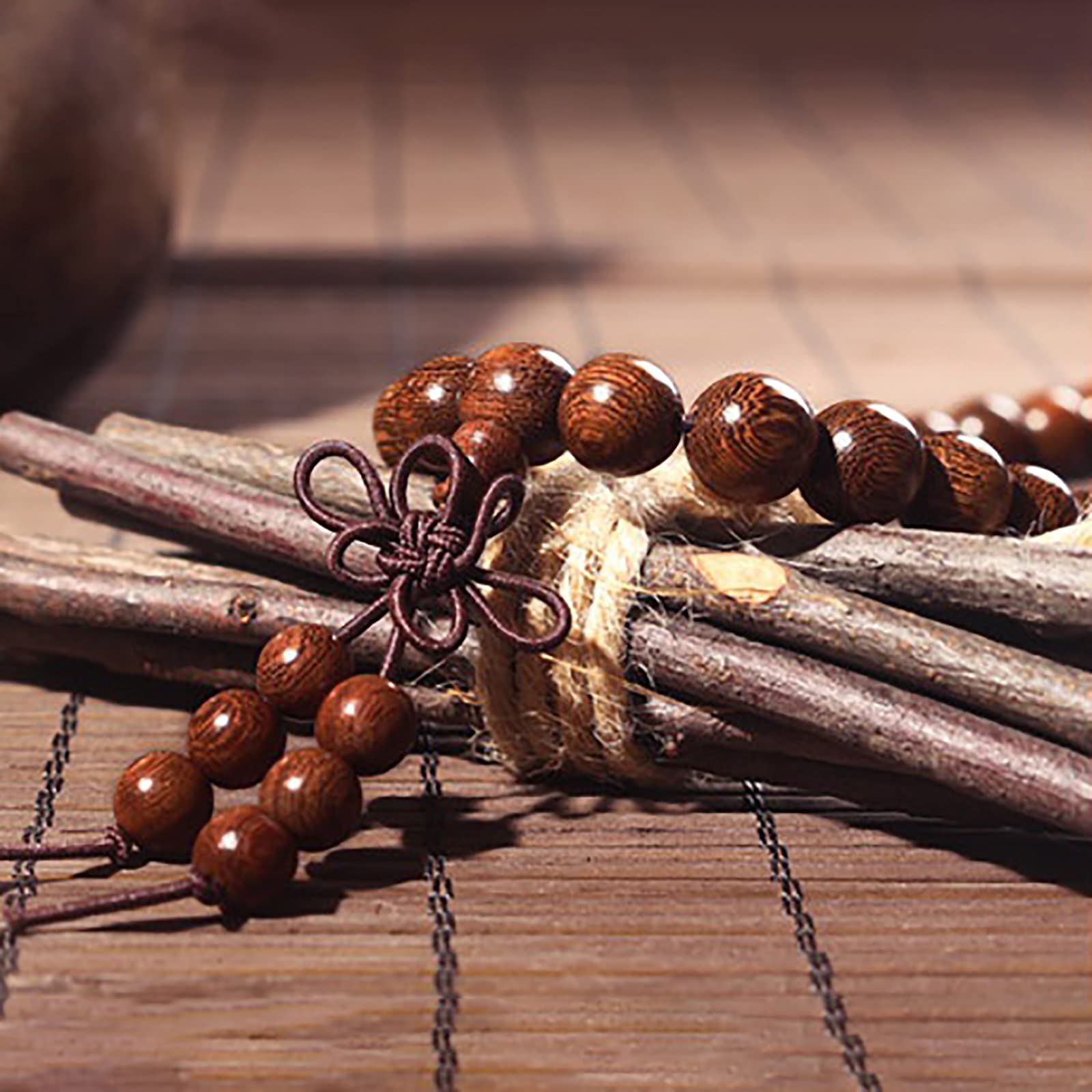 Herren Womens 108 Perle Sandelholz Mala Gebetsarmband - Yoga Meditation Perlen - Buddha Gebetsperlen