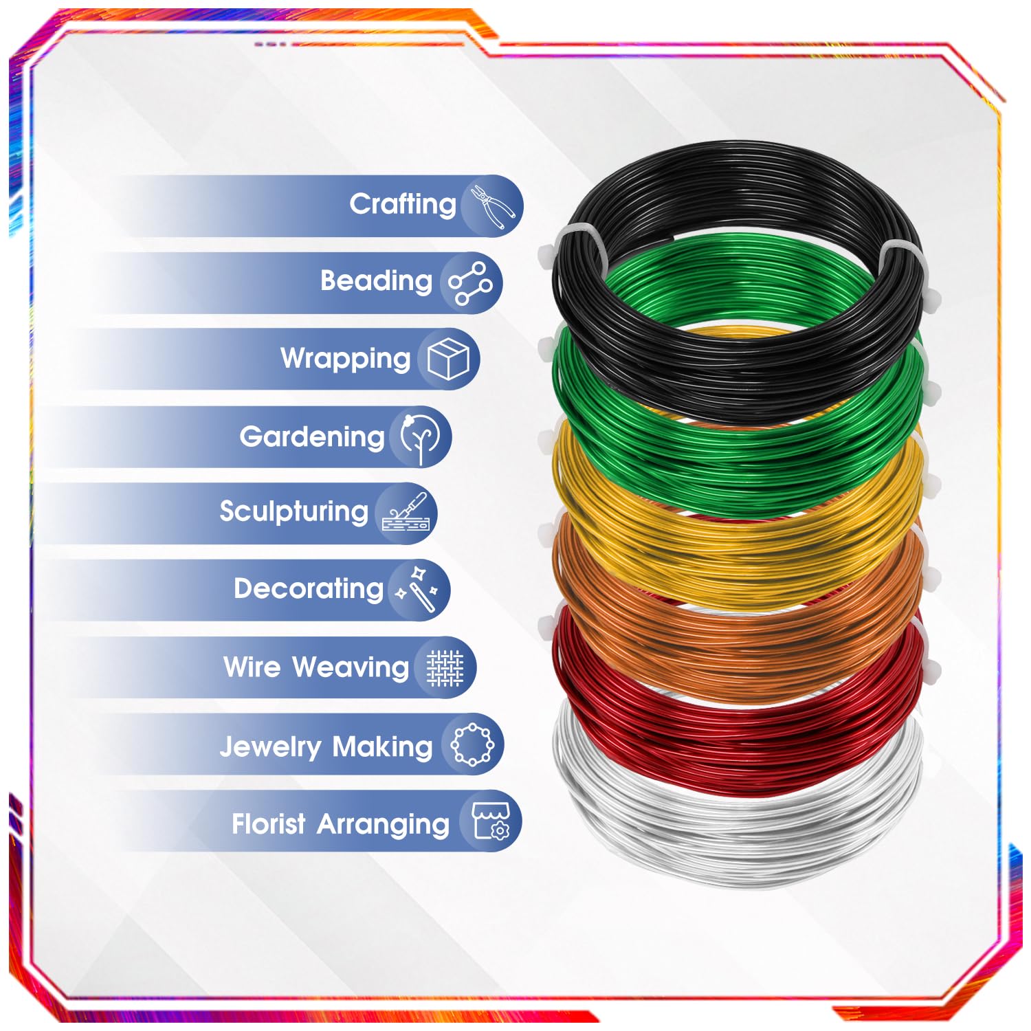 Aluminum Craft Wire,9 Gauge 6 Rolls Jewelry Beading Wire for Jewelry Making, DIY Crafts & Floral Design - Soft Bendable Metal Wire, Perfect Alternative to Copper Wire (33FT x 6)