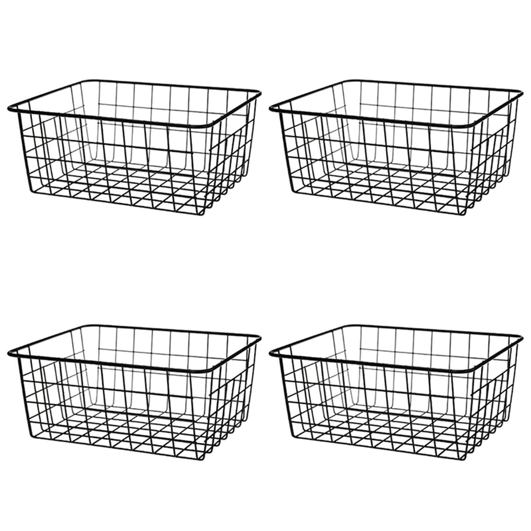 Hndhbfgrt 4X Hollow Iron Wired Basket, Storage Baskets Metal Basket Without Interlining Bathroom Kitchen Organizer Black
