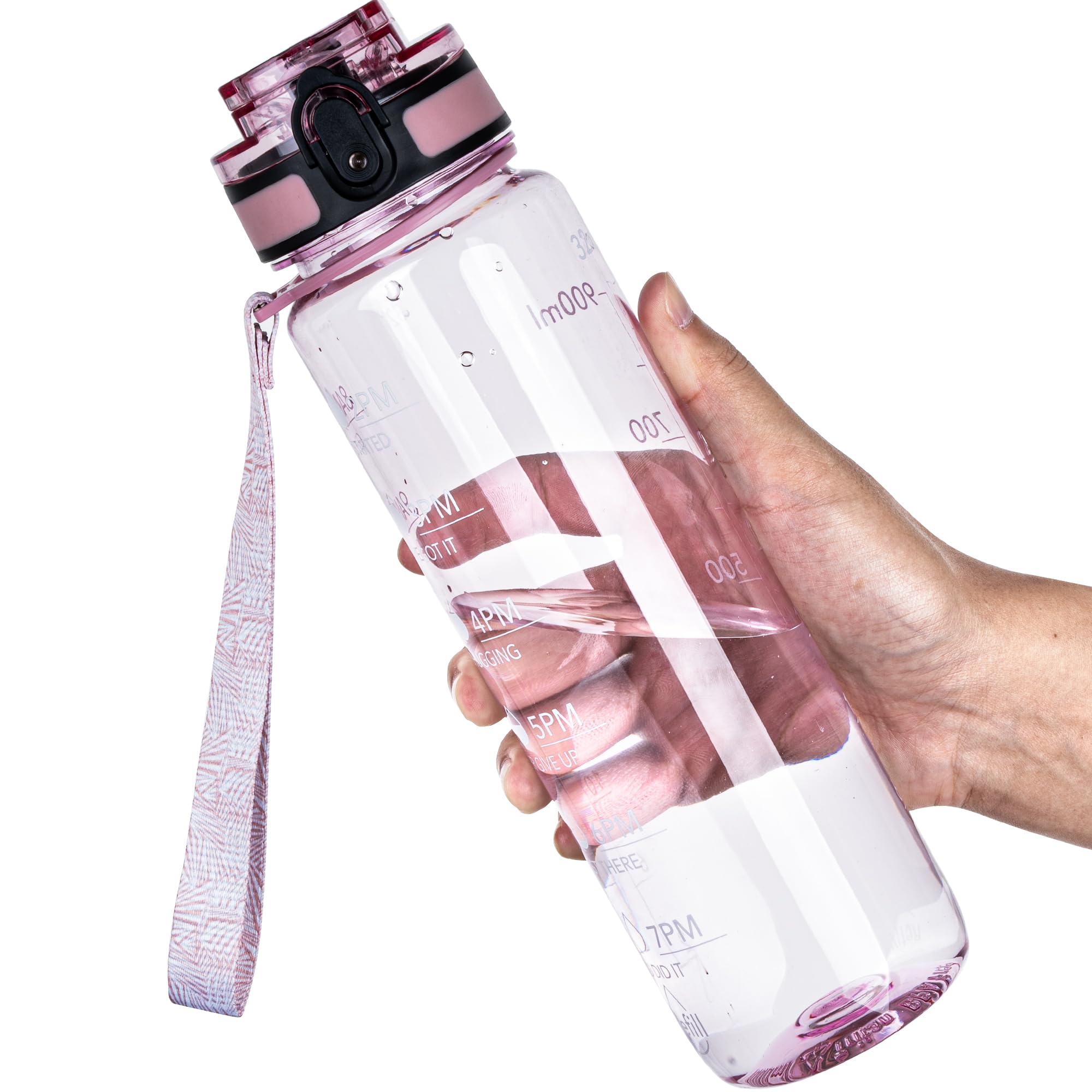 OLDLEY Water Bottle 32oz Motivational Sports Water Bottle with Time Marker - Times to Drink - Tritan BPA