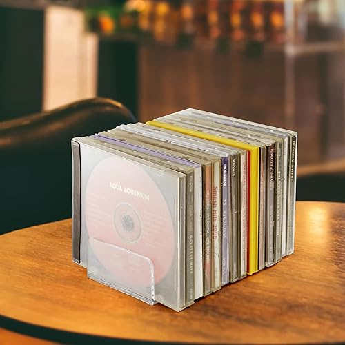 Miniatura 4 de Caja de almacenamiento transparente para DVD bandeja organizadora apilable de acrílico para hasta 14 CD cuadrados  Estuche para exhibición de medios