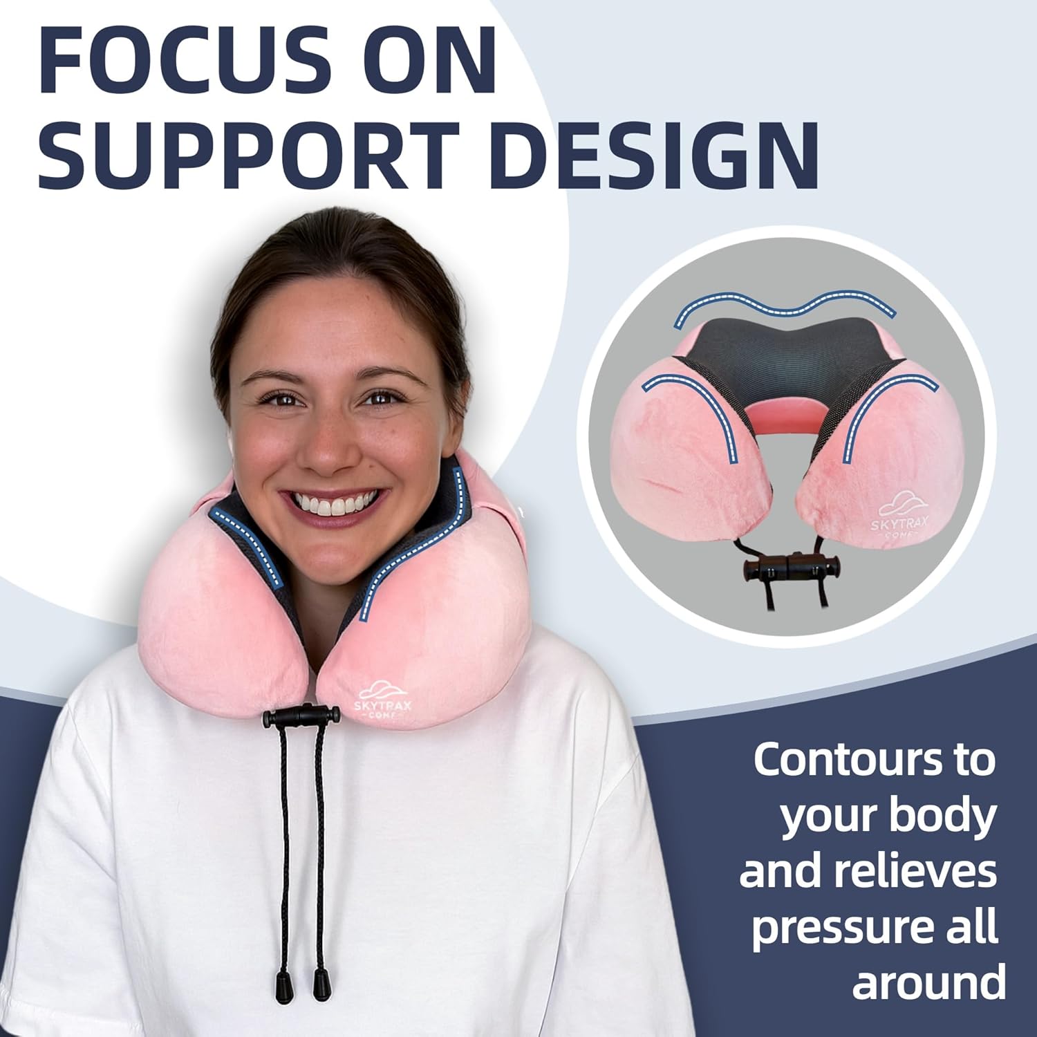 Travel Pillow with Extra Large Hood for Airplane Long Flights Privacy and Comfort Memory Foam with Velvet Cover for Road Trip Head&Neck Support for Plane Office Cars Sleeping & Rest (Pink) - Image 5