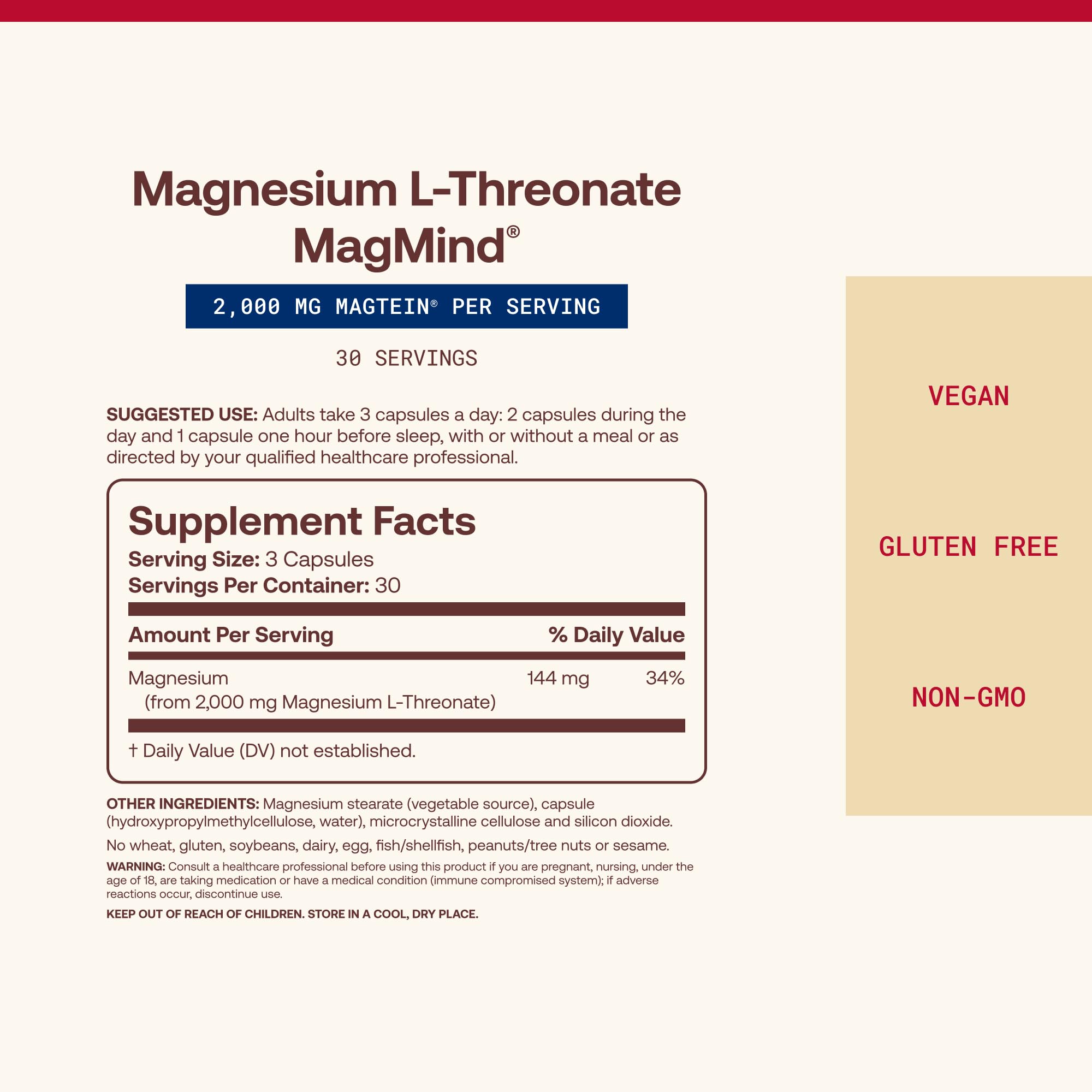 Jarrow MagMind Magtein Magnesium L-Threonate, 90 Capsules — Amazon image 4