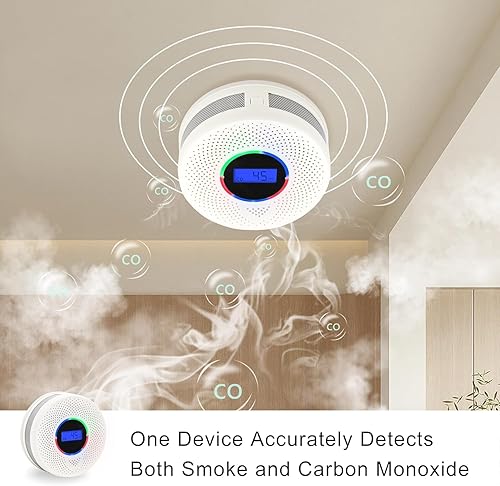 Miniatura 3 de Detector de monóxido de carbono de humo interconectado mejorado, detector de humo y CO alimentado por batería, alarma inalámbrica interconectada de