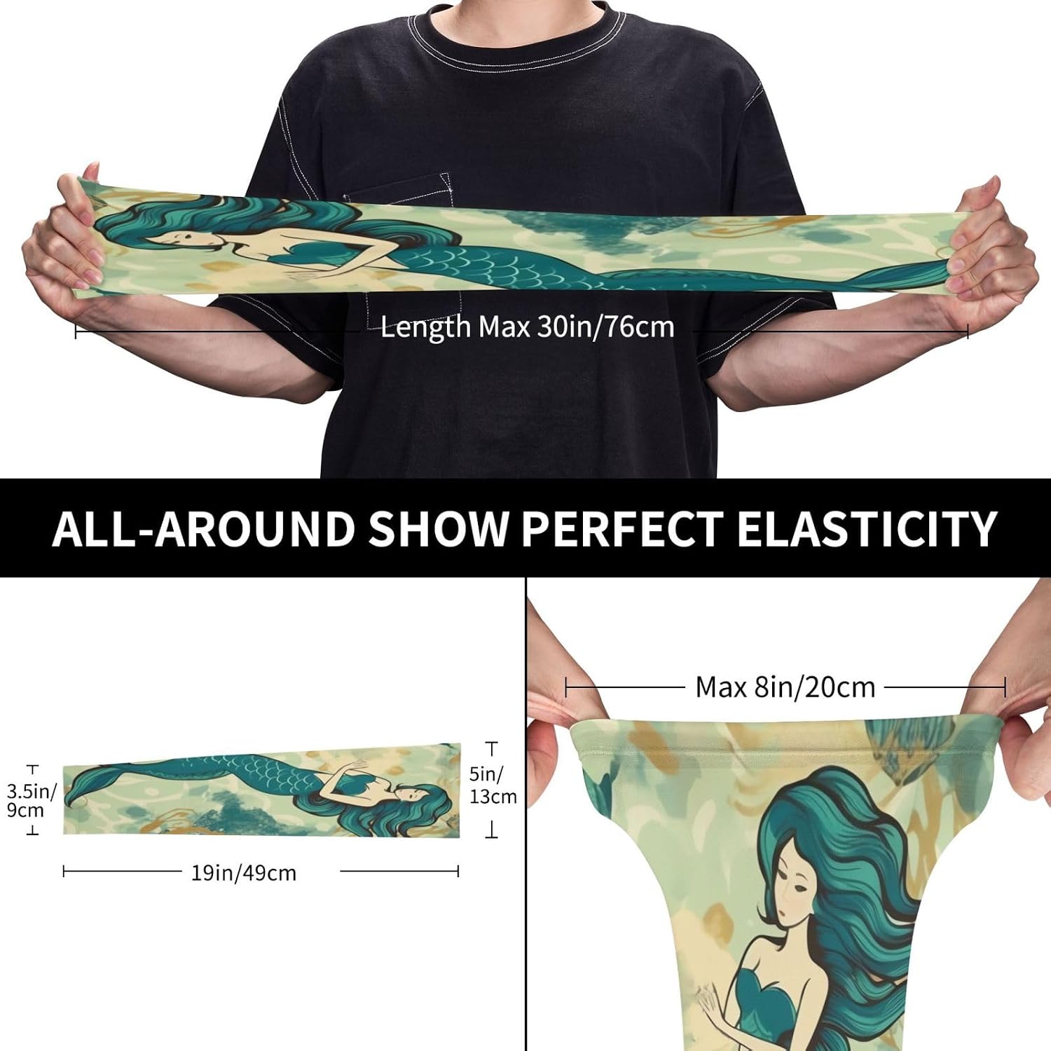 Retro Mermaid Arm Sleeve for Men Women UV Protection Cooling Sun Sleeves Compression Tattoo Sleeve Cover