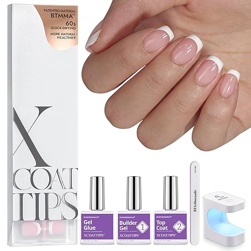 Miniatura 8 de BTArtboxnails French XCOATTIPS - Kit de uñas postizas a presión con punta francesa de almendra media, color marrón, para arte de uñas, boda, fácil