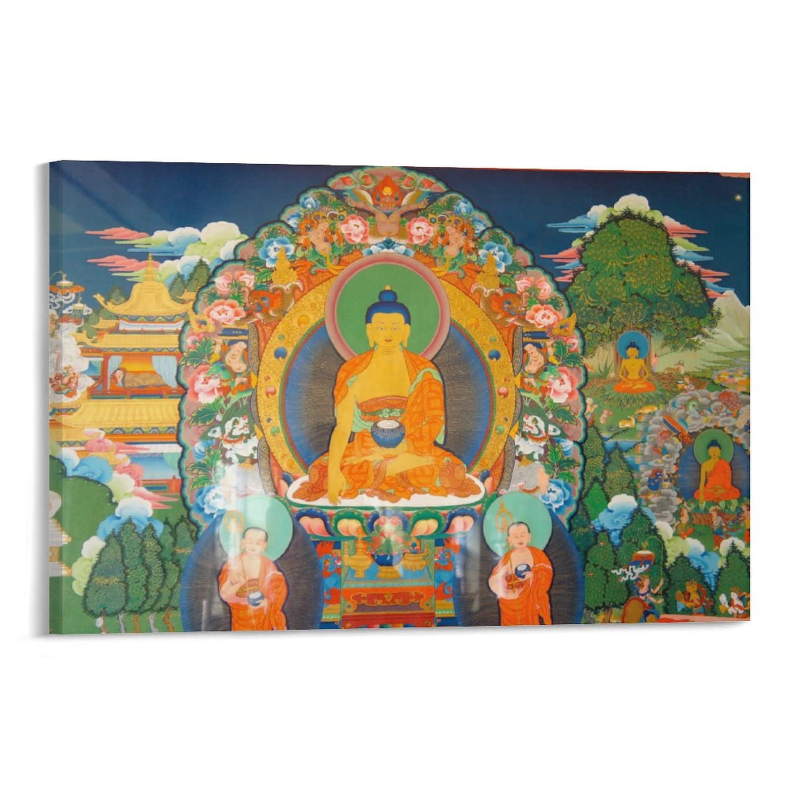 Puro Land Buddismo Religione Meditazione Poster Buddha Bodhisattva Decorazione per la casa Poster arte da parete camera da letto decorativa estetica 40 x 60 cm