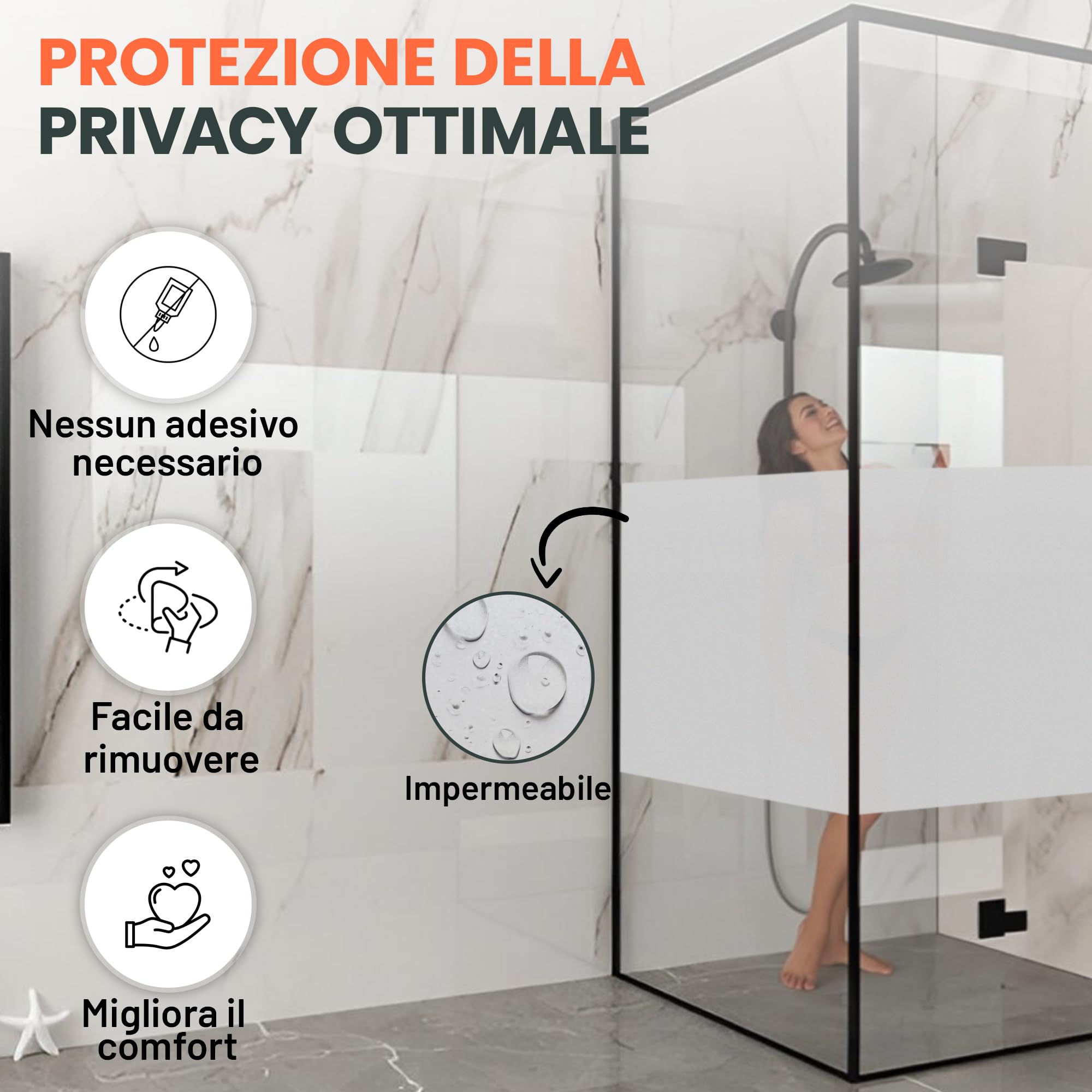 Perfect Cover Pellicola Anti Sole per Finestre, Pellicola Opaca Finestra, Window Film Privacy con Spatola, Pellicola Adesiva per Finestre Anti UV per Bagno, Cucina, Ufficio, Casa (120x300)