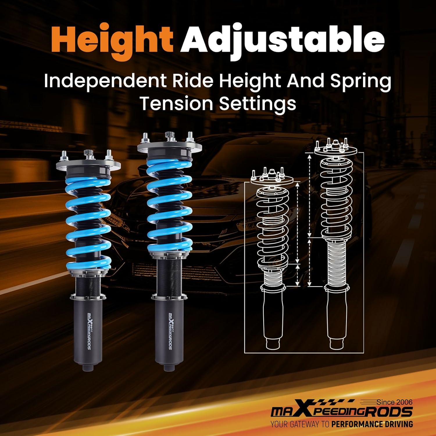 maXpeedingrods Coilover for Lexus IS250 IS350 Sedan AWD 2014-2016, 24 Levels Damper Adjustable Coilovers Suspension Kit, Height Adjustable Shock Absorber Struts, T6 Upgraded Lowering Kits Blue