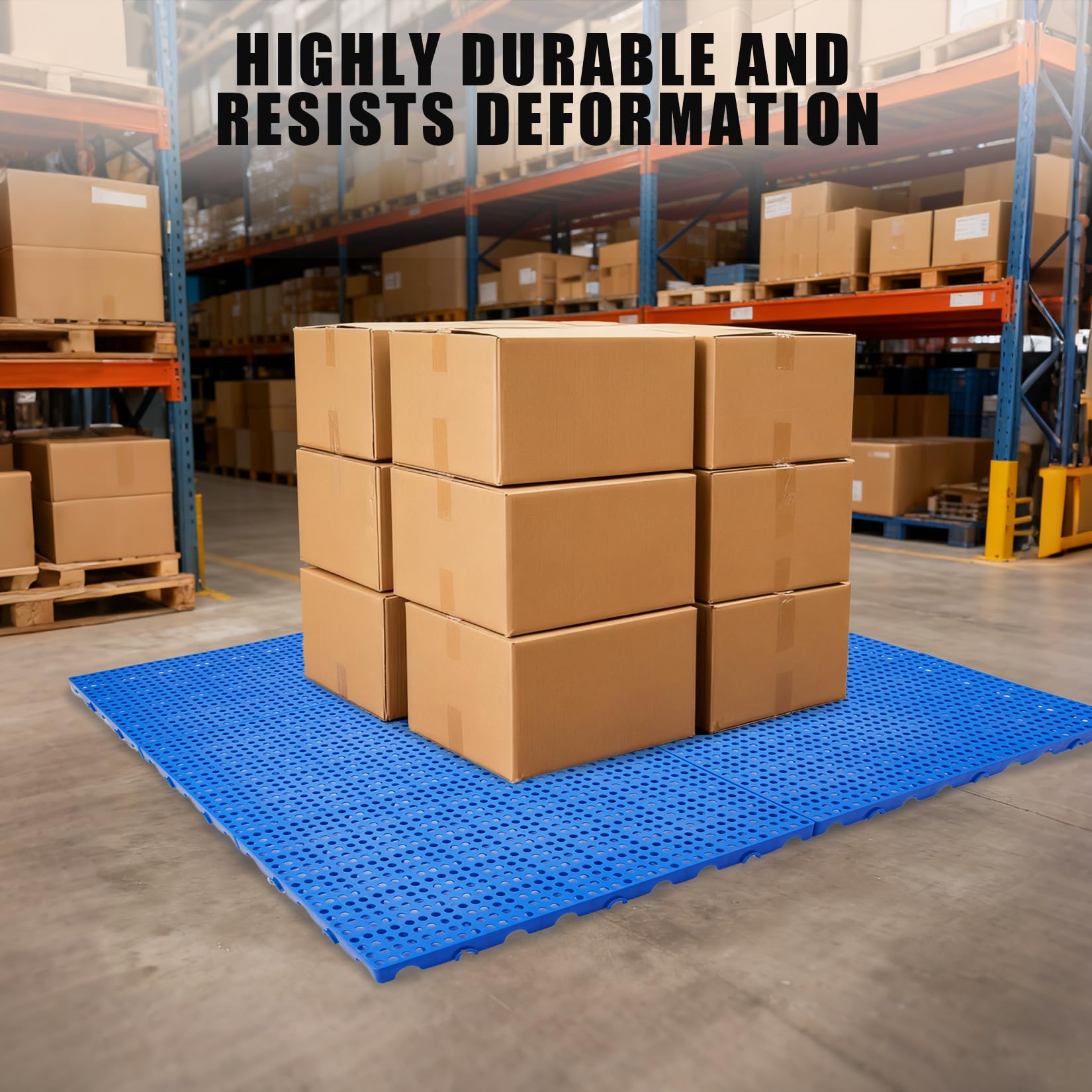 Garvee 6X Palette Plastique Industrielle, 100x60x5cm, Polypropylène Bleu | Robuste, Empilable, emboîtable, surface antidérapante facile à nettoyer, Idéale pour stockage, expédition, entrepôt, garage
