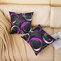 Vista 2 de Feelyou Juego de 2 fundas de cojín geométricas decorativas para sofá, cama, fundas de cojín decorativas con círculos geométricos, rellenos