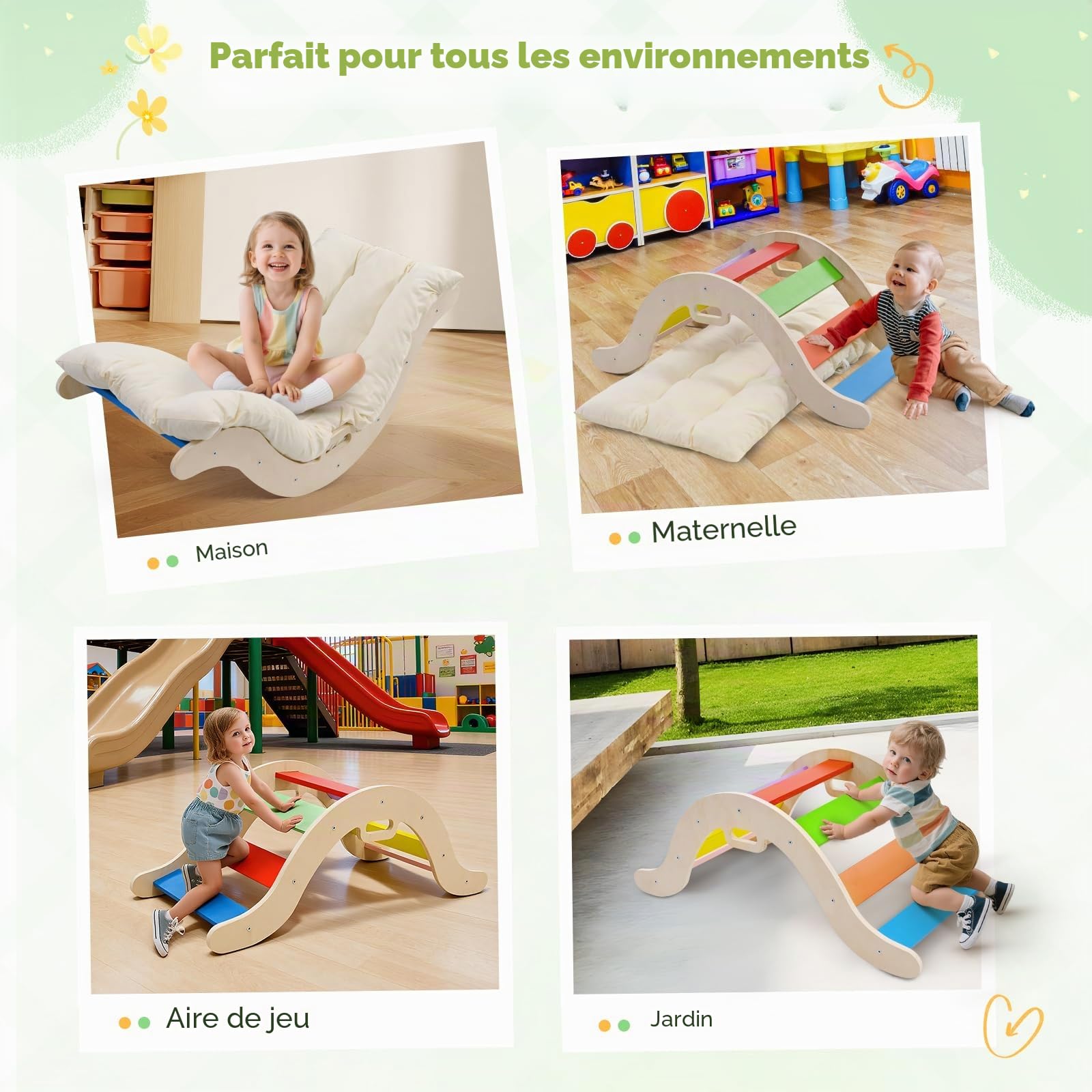 Jouets d'escalade pour Tout-Petits, Cadre d'escalade Pliable pour Enfants, équipement de Jeu Montessori pour Tout-Petits (Arc-en-Ciel)