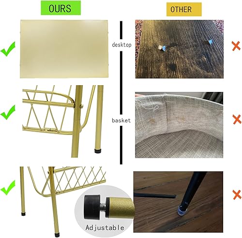 Miniatura 7 de Mesa auxiliar, mesita de noche de metal, mesa de tocadiscos con soporte para revistas, soporte para tocadiscos con almacenamiento, mesa auxiliar