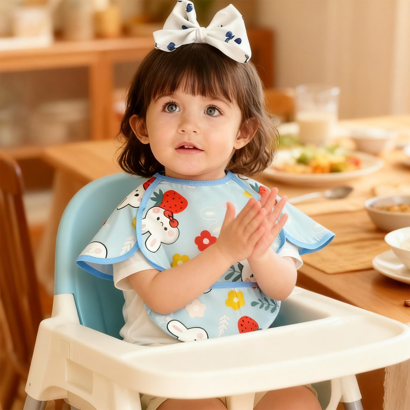Rieoany Baby Bibs, Waterproof and Washable Bibs for Toddlers Aged 12-36 Months, Pure Cotton Baby Bib Ideal for Feeding and Playing - Image 3