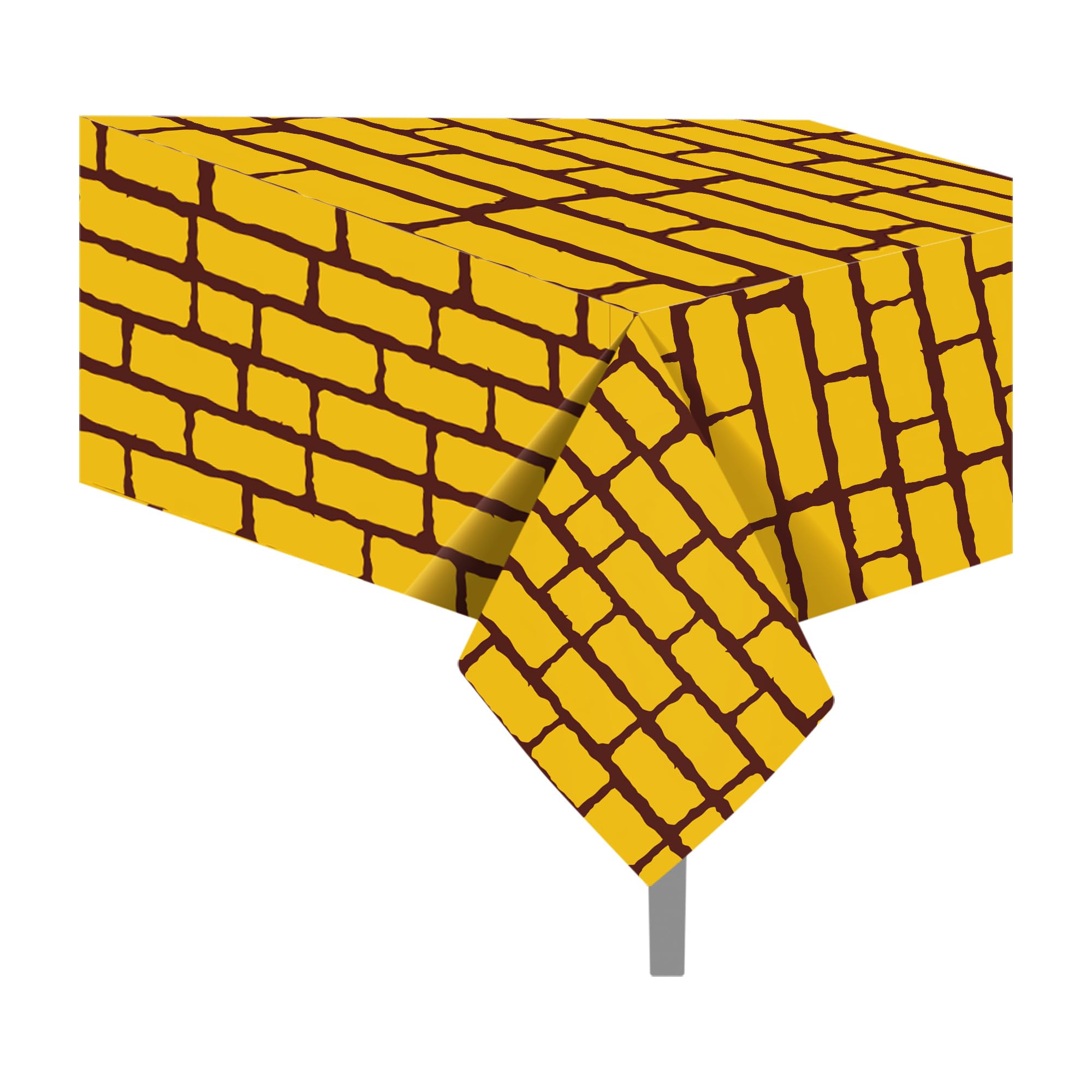 Cc Home Yellow Brick 2Pc Party Plastic Tablecloth 54 X 87 Inch Long Table Cover, Construction Building Party Tablecover For Brick Theme Kids Baby Shower Birthday Dinner Picnic Kitchen Event