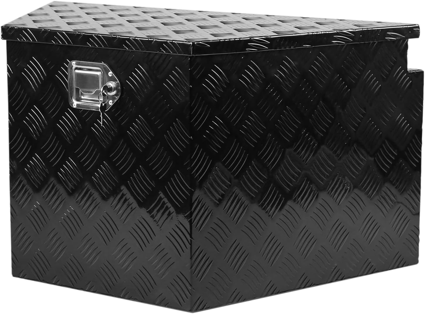 33 Inch Aluminum Trailer Tongue Tool Box, Utility Tool Storage Box for Trailer Tongue with Lock and Keys, 5 Bar Tread Pattern, Waterproof Trailer Tool Box Storage Organizer 32.5"x20.5"x18.3" black