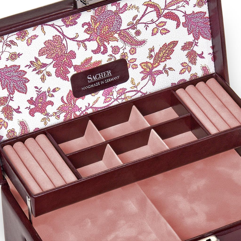 SACHER Astuccio per Gioielli Helen/florage/bordò/Handmade in Germany