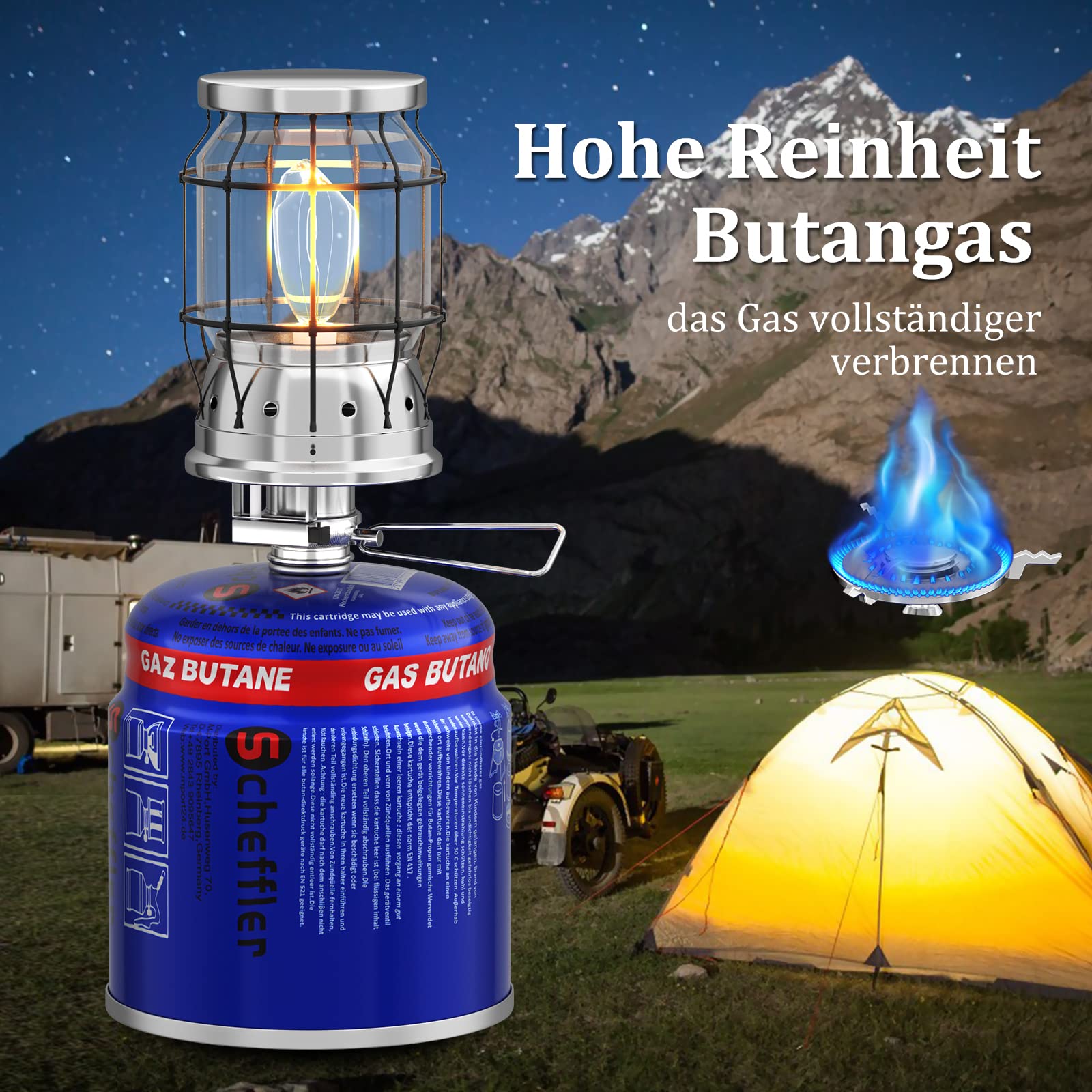 Scheffler 34 x 190g Gaskartuschen, Butan Stechkartusche, Butangas, Gas für Gaskocher Campingkocher