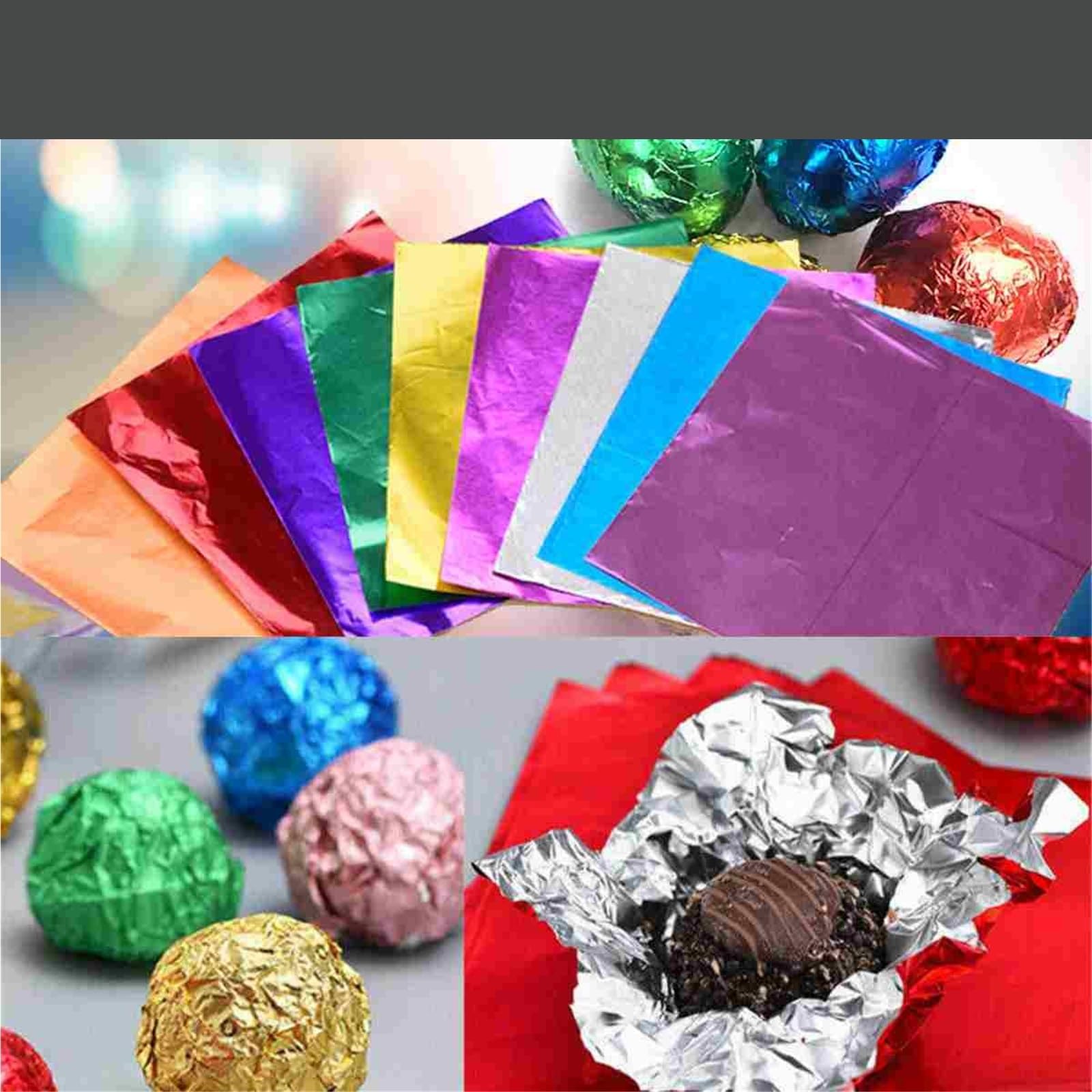 Foliowe opakowania na cukierki 1000 szt. 8x8cm folia aluminiowa arkusze papieru do pakowania domowe czekoladowe cukier jedzenie(Gold)