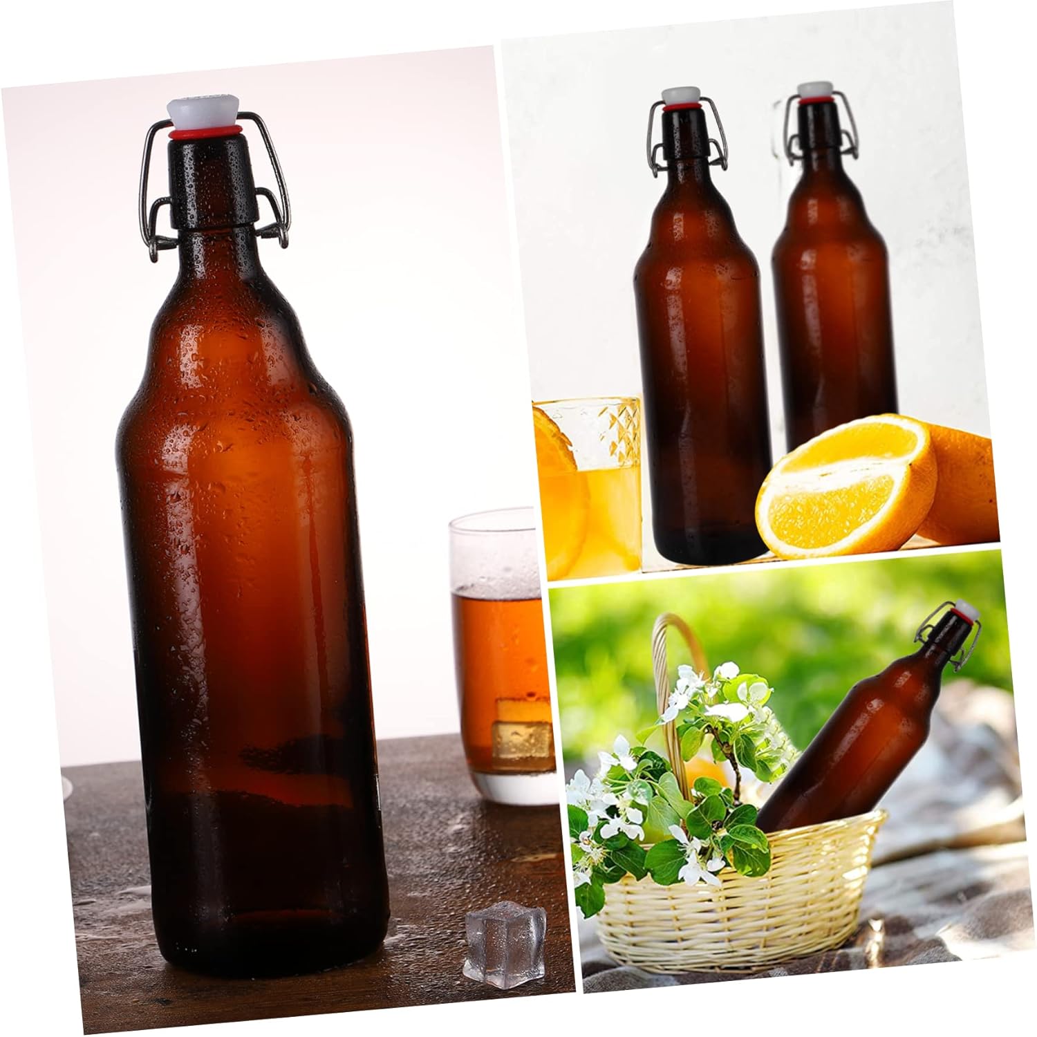 2pcs Buckle Juice Bottles Glass Beer Bottle Enzyme Storage Sealed Storage Container