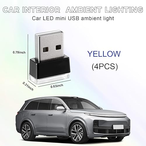 Miniatura 8 de Sylvil 5 lámparas LED USB para el interior del automóvil, mini luz nocturna LED portátil, kit de iluminación ambiental de interfaz USB enchufable,