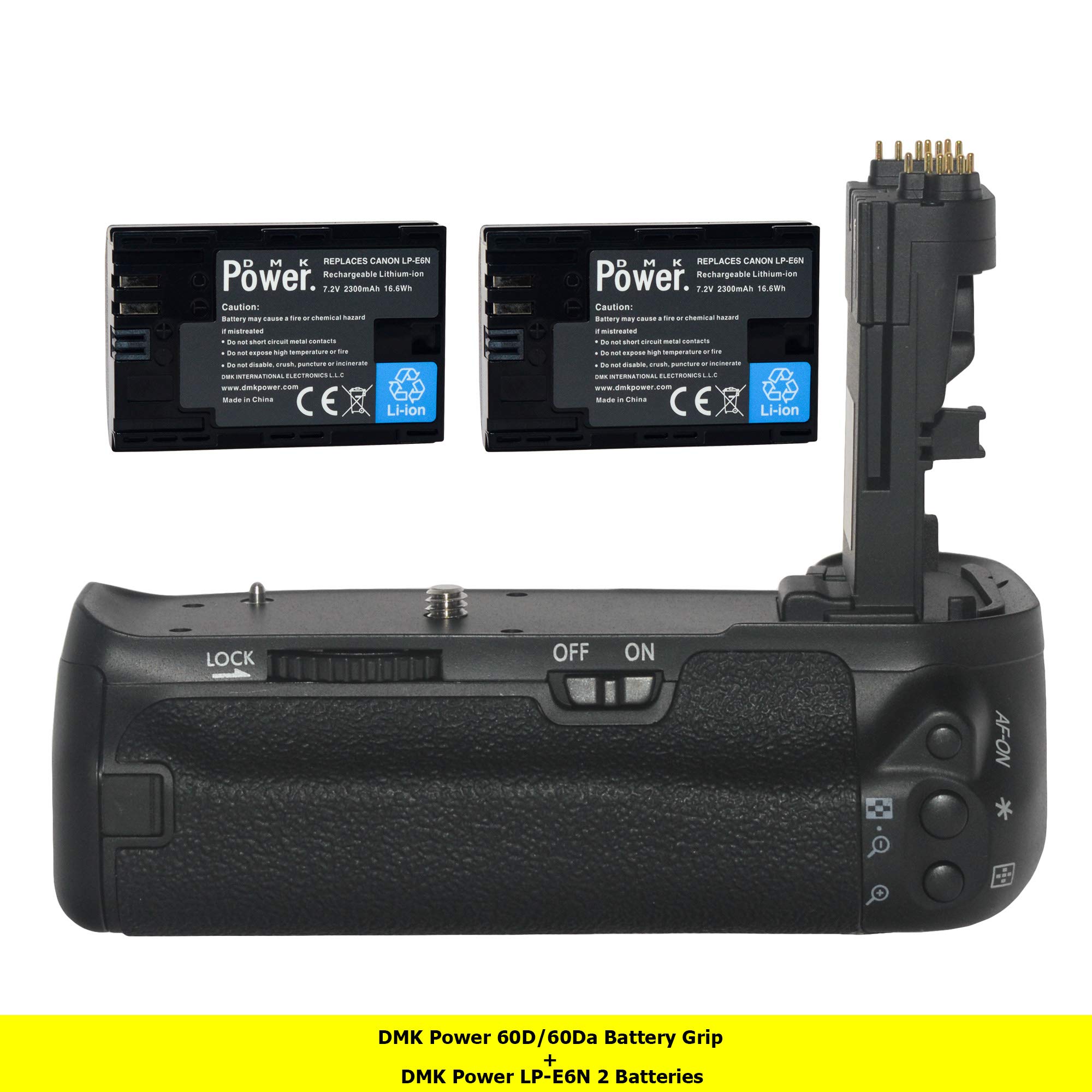 BG-E9 Replacement Vertical Battery Grip + 2 LP E6 Batteries Compatible with Canon EOS 60D EOS 60DA Digital SLR Camera