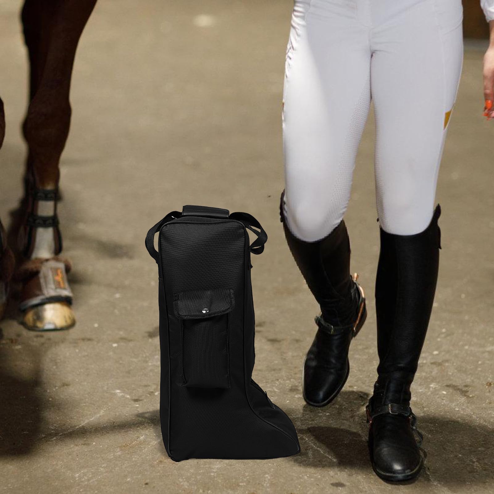 ifundom Borsa Porta Stivali da Equitazione Oxford Neri Tasca Frontale e Versatile per Viaggi e Attività Outdoor