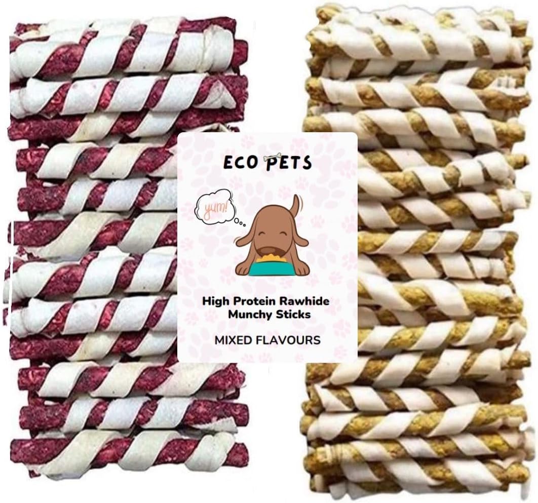 ECO PETS Dog Chew Sticks Rawhide Spiral Munchy Sticks Dog chew Stick ...