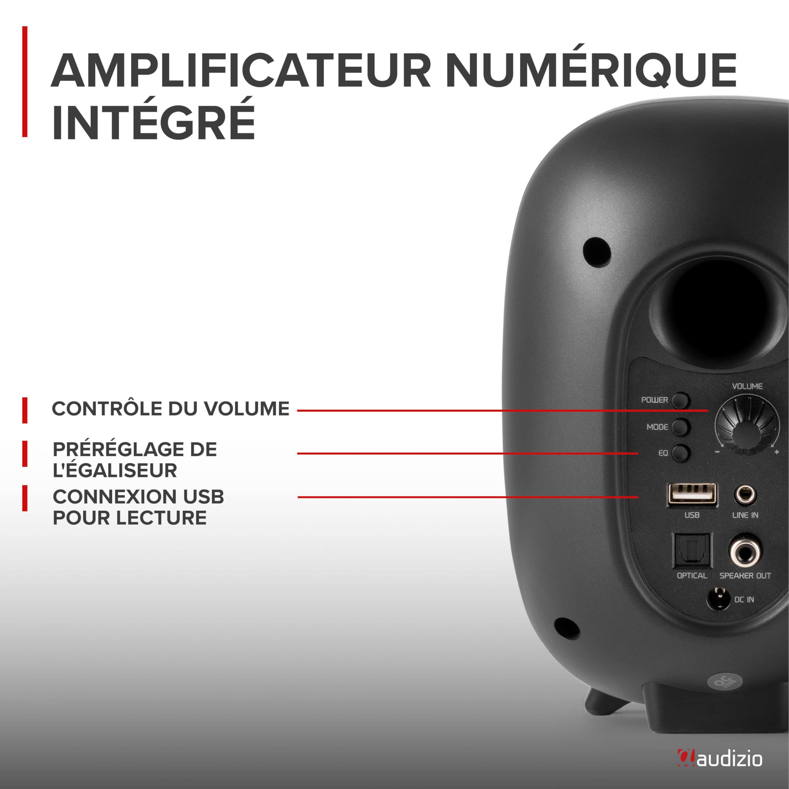 Audizio RS60 Enceintes HiFi Bibliothèque 120 W Noir Actives/Passives BT sans Fil RCA AUX