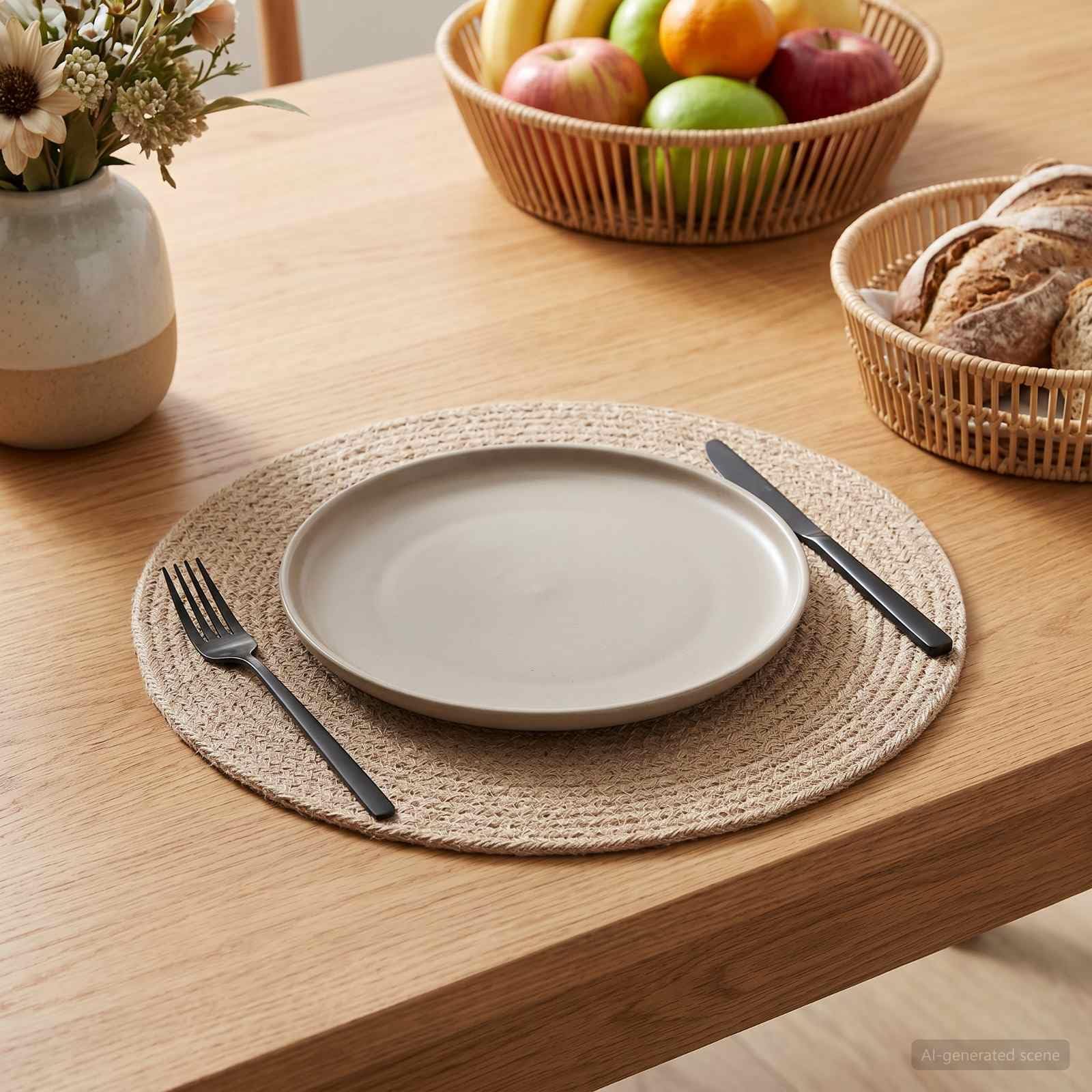 Lot de 12 sets de table en jute naturel 30 cm