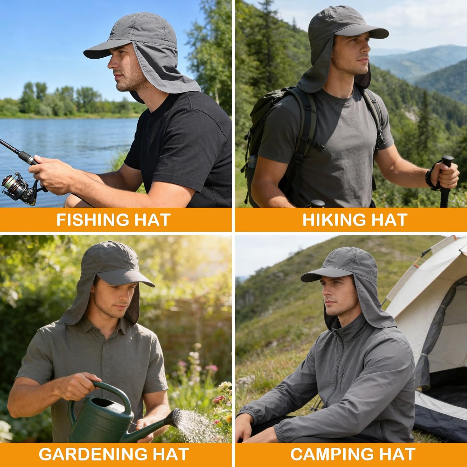 EINSKEY UPF 50+ Waterproof Sun Hat - Packable Unisex Baseball Cap with Neck Flap for Beach, Golf, Hiking, Fishing & Running