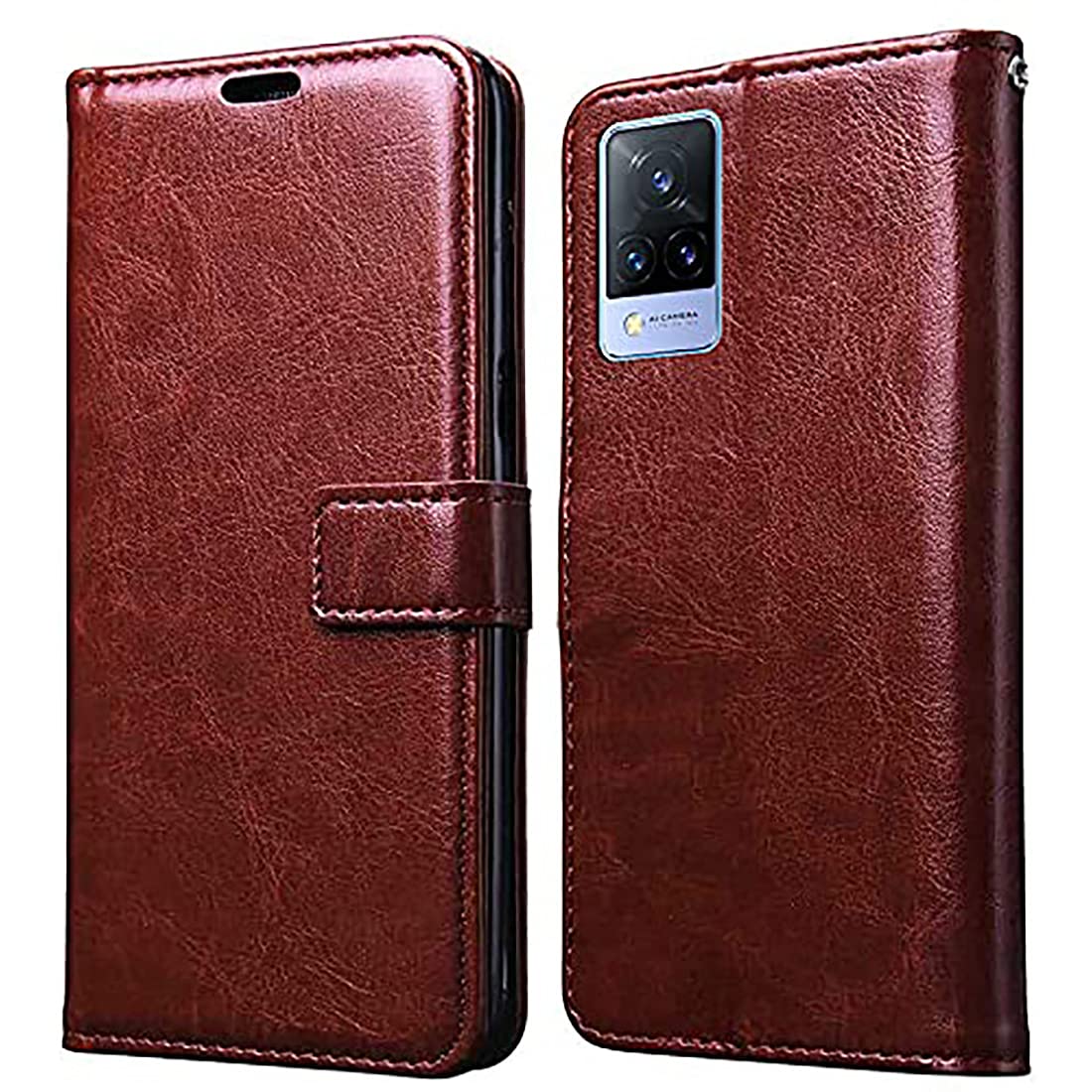 Amazon Brand - Solimo Flip Leather Mobile Cover (Soft & Flexible Back case) for Vivo V21 5G (Brown) (B098PFNBVL) Amazon Price History, Amazon Price Tracker