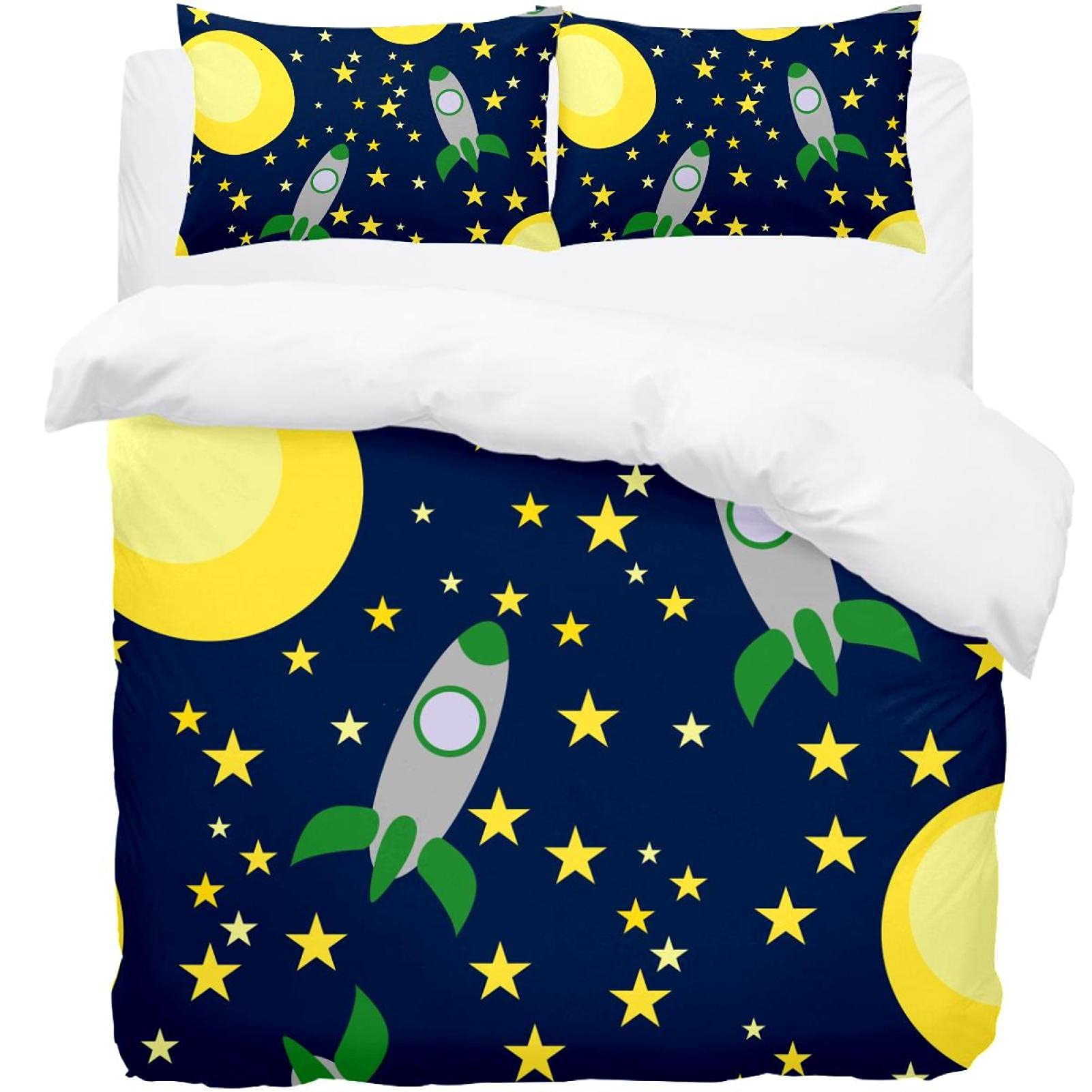 Housse de couette étoile et motif univers spatial en textile premium pour grand lit