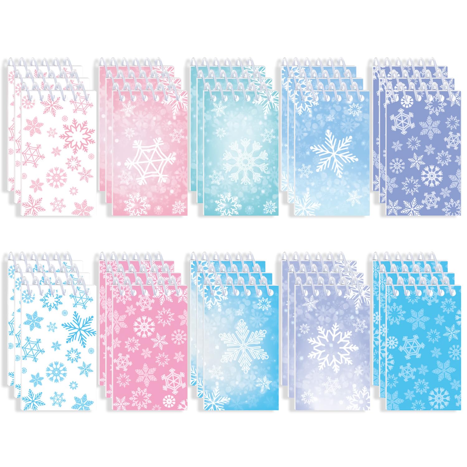 20pcs Mini Snowflake Winter Notepads,Christmas Theme Party Spiral Notebooks,Snowflakes for Xmas Gift Party Supplies