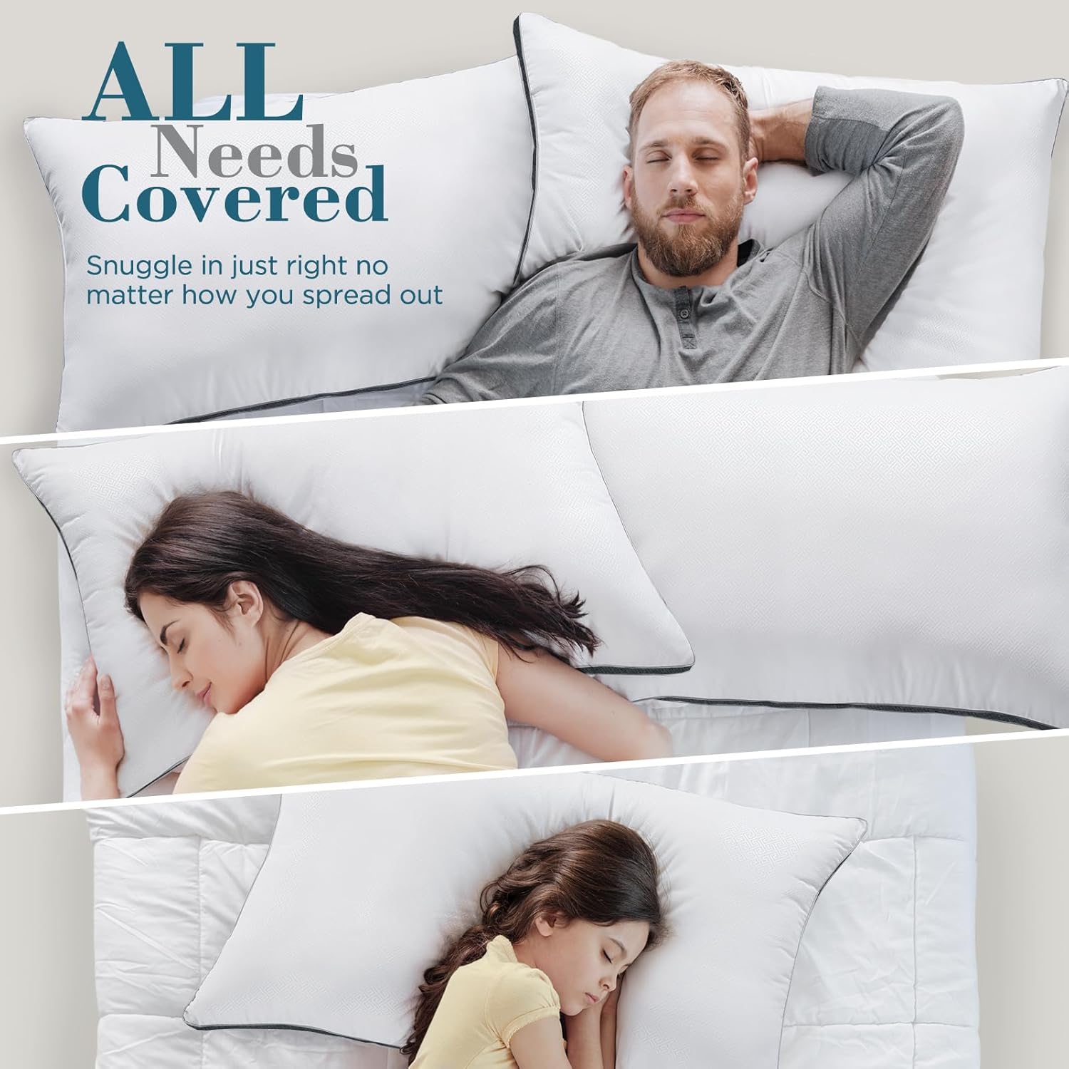 viewstar Pillows Queen Size Set of 2, Hotel Quality Cooling Down Alternative Gusseted Bed Pillows for Side, Back, or Stomach Sleepers, Dark Grey - Image 8