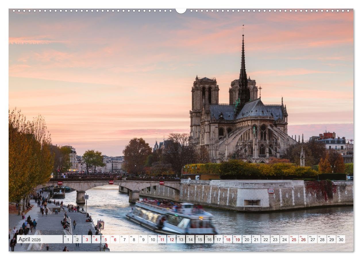 Paris - La Ville Lumière (Wandkalender 2026 DIN A2 quer), CALVENDO Monatskalender: Wahrzeichen und ungesehene Ausblicke auf Paris (CALVENDO Orte)
