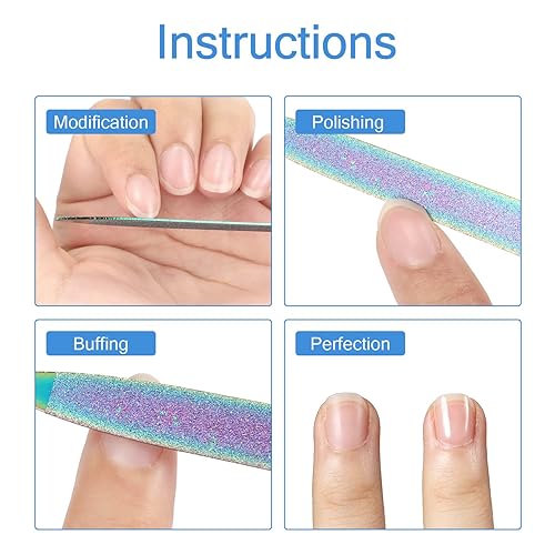 Miniatura 3 de Mudder 6 limas de uñas de diamante, lima de metal de 7 pulgadas, acero inoxidable de doble cara, limas de manicura para uñas de los pies, limas de