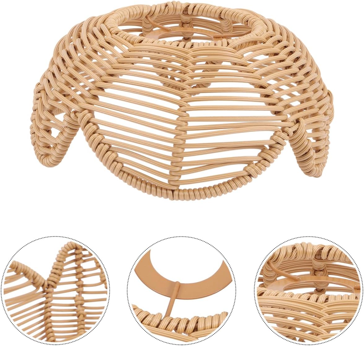 Homoyoyo Rattan Lamp Shade Lotus Flower Shaped Lamp Shades Boho Wicker Woven Lampshade Replacement Pendant Light Covers for Table Floor Wall Sconces 7.86X3.54X3.34In