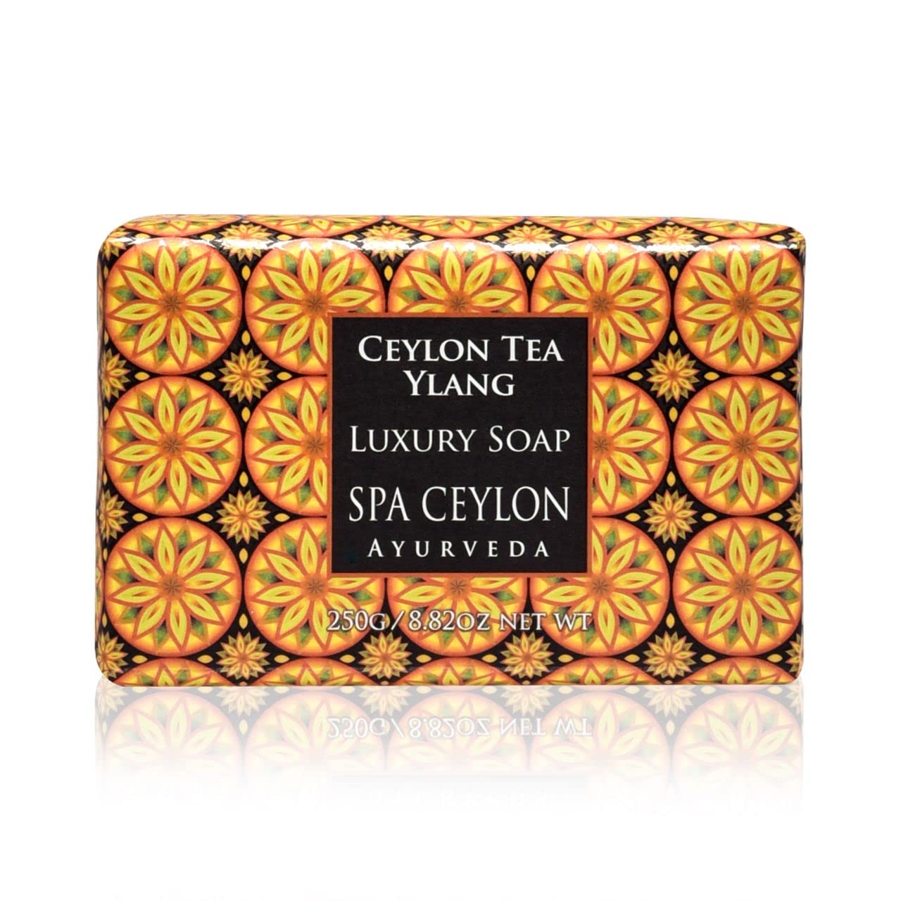 Spa Ceylon Ayurveda Ceylon Tea Ylang Luxury Cleansing Soap Bar Enriched with Virgin Coconut Rice Bran Wheat Germ and Almond, Vegetarian and Paraben Free, 250 Grams