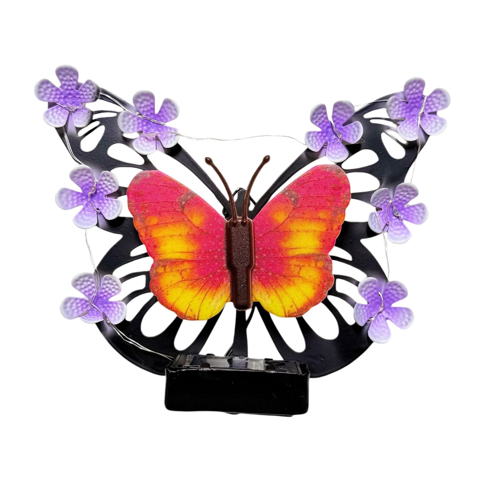 NRGQAXM Solar Butterfly Lights Outdoor, Solar Butterfly Metal Wall Art Light Outdoor Metal Butterflies Wall Decor Solars Powered Butterflies Lights Hanging Sculpture for Outside Garden Patio Decor