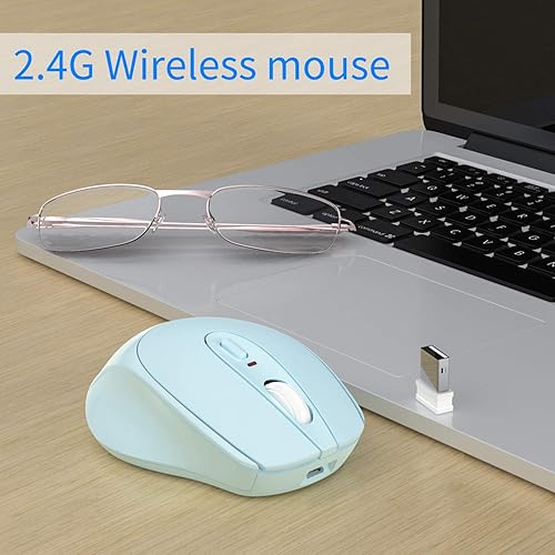 Miniatura 2 de Lieyiahe Ratón inalámbrico, para ergonomía, mouse silencioso inalámbrico recargable, 2.4 G, portátil, USB, óptico, inalámbrico, con receptor USB y