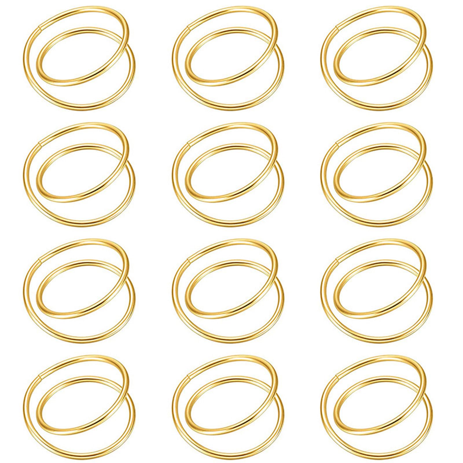 Jazuaiao 12Pcs Elegant Napkin Buckles Simple Double Circles Napkin Rings Wedding Parties Table Decoration for Dining Table Setting Serviettes Buckles Dining Accessories