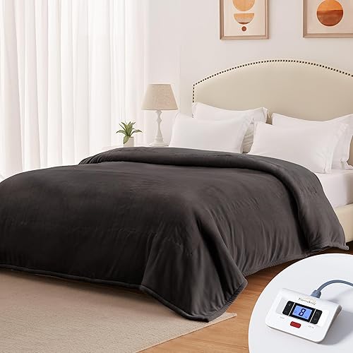 ThermaSnug Manta térmica tamaño individual, manta eléctrica térmica de franela suave súper acogedora, tamaño individual de 62 x 84 pulgadas para