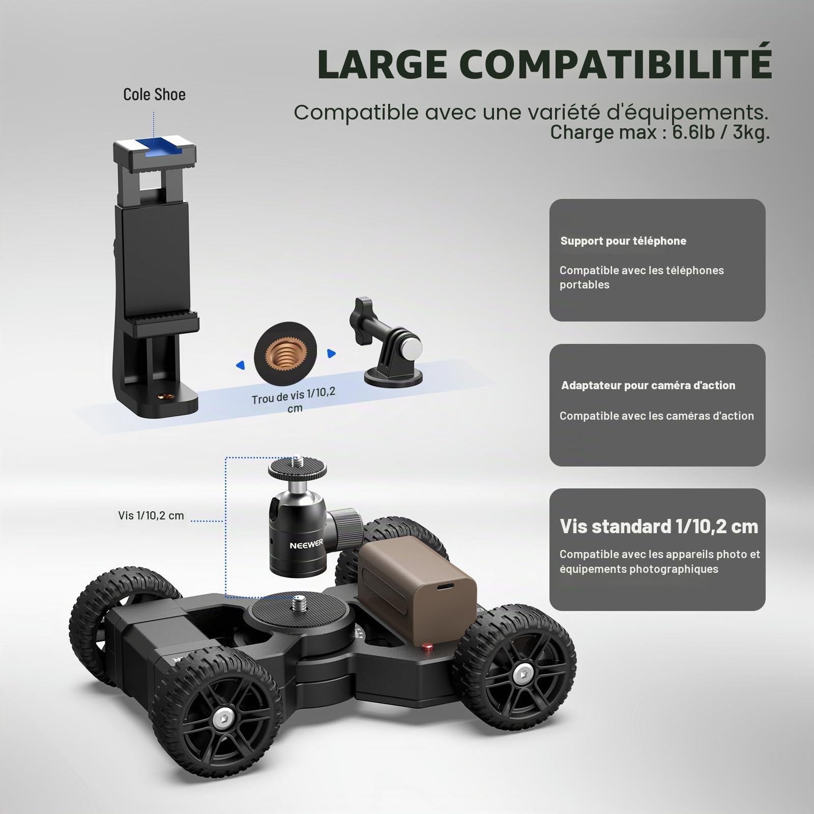 NEEWER Slider Dolly Motorisé pour Caméra DL400 Amélioré avec Contrôle App,Double Puissant Moteur Ultra Silencieux,5h Durée,Compatible avec GoPro iPhone Android Samsung SmartphoneDSLR Caméra Camcorder