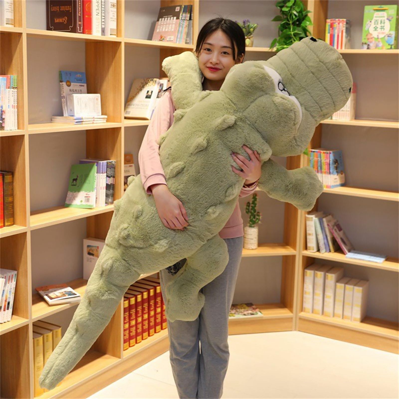 Krokodil PlüSchtier, Gewichtskuscheltier, Groß Krokodil Stofftier Riesen Kuscheltier, SüßEs Riesiges Flauschiges Jumbo PlüSch Spielzeug, FüR Junge MäDchen Geschenk (150cm,lv)
