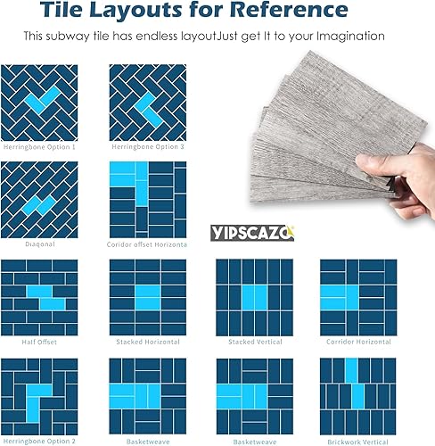 Miniatura 6 de Yipscazo Azulejo de pared compuesto de PVC 3D de 3 x 6 pulgadas para despegar y pegar en azulejos para cocina, baño, lavandería, chimenea (gris