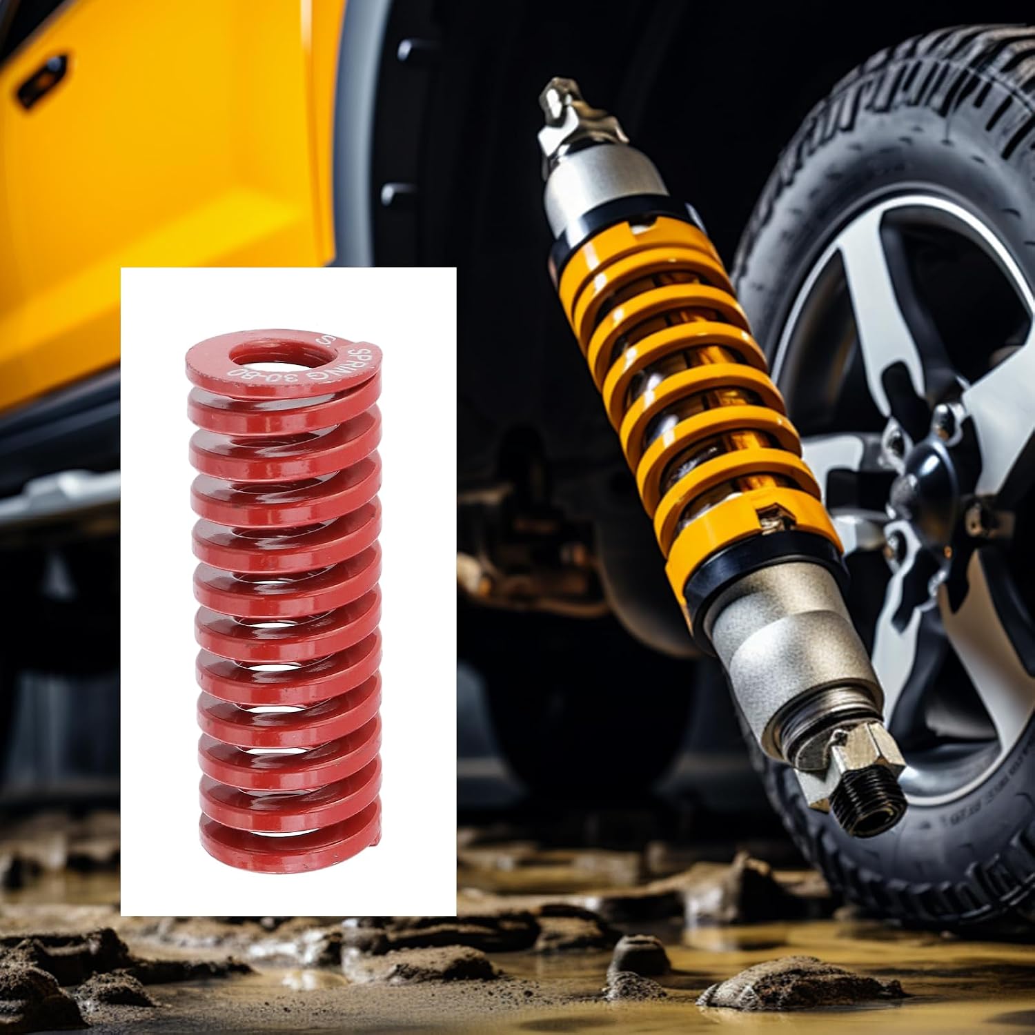 Antrader Compression Springs, 6pcs Red Medium Load Press Compression Mould Die Spring, 30mm OD, 80mm Long